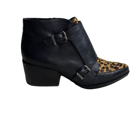 Circus by Sam Edelman Boots Black Leather with Cow Print Fur Reese Leopard 6.5 - Picture 5 of 14